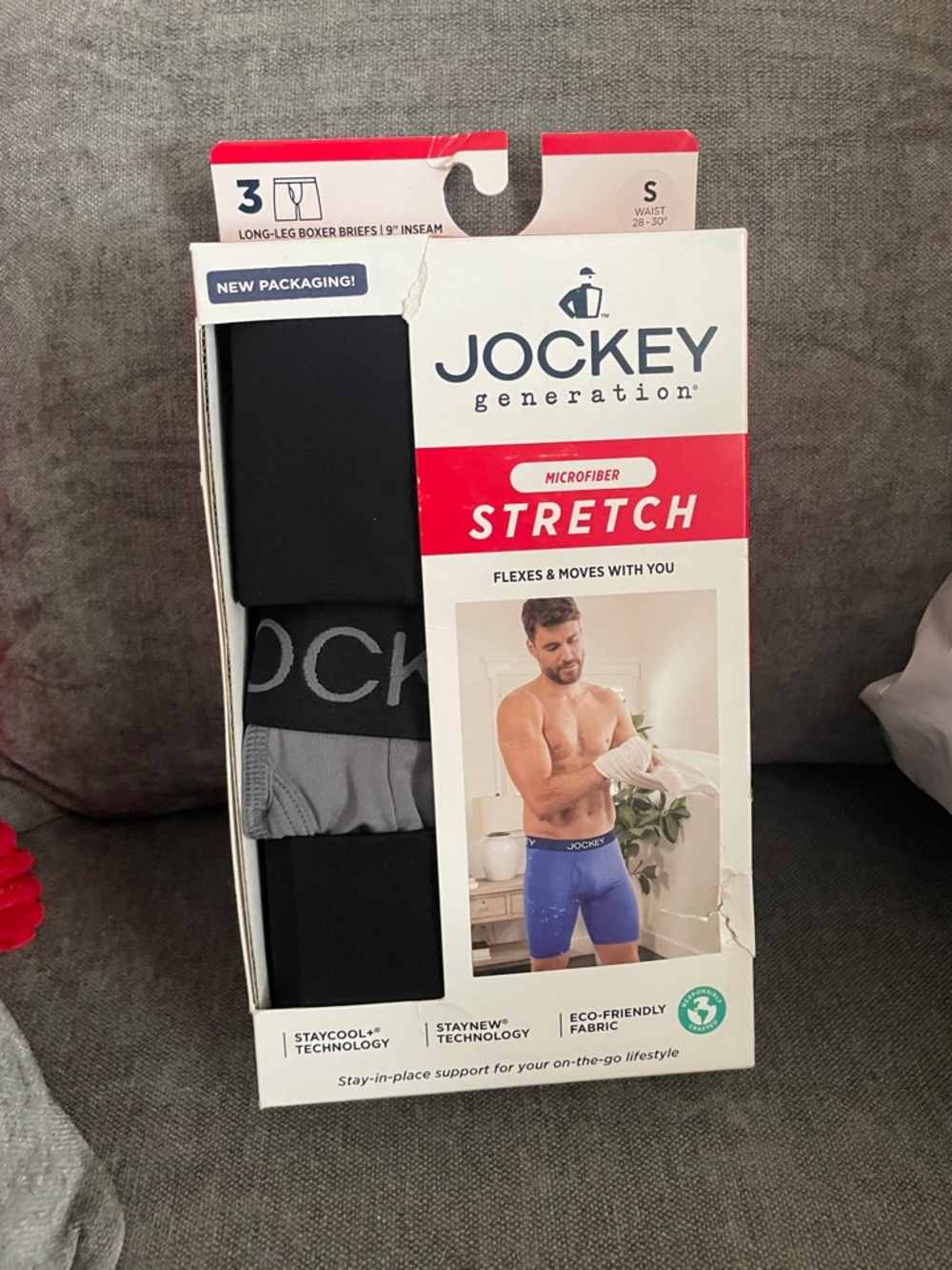 Jockey Generation Stretch Boxer Briefs - Black & Gray - 3 Pack
